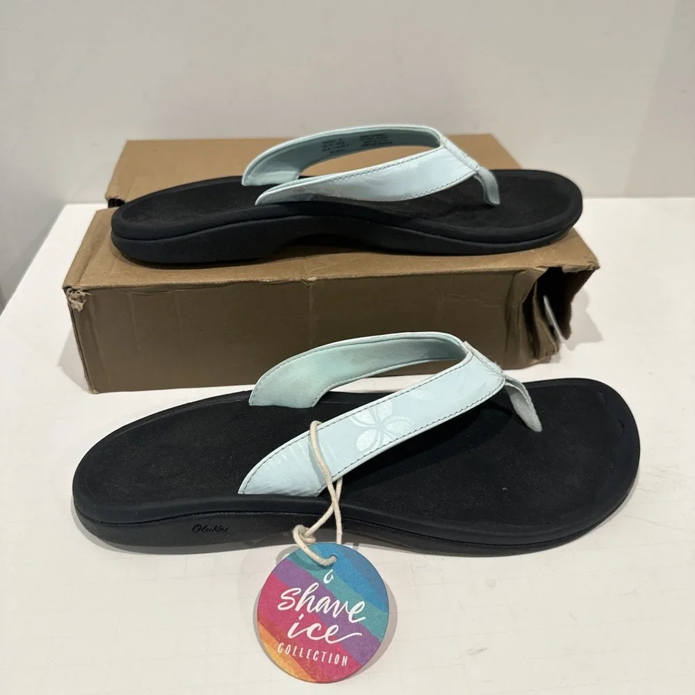 OluKai® Women Size 11/ EU 41 'Ohana Sandals Sea Glass Flip Flops Thong Slides